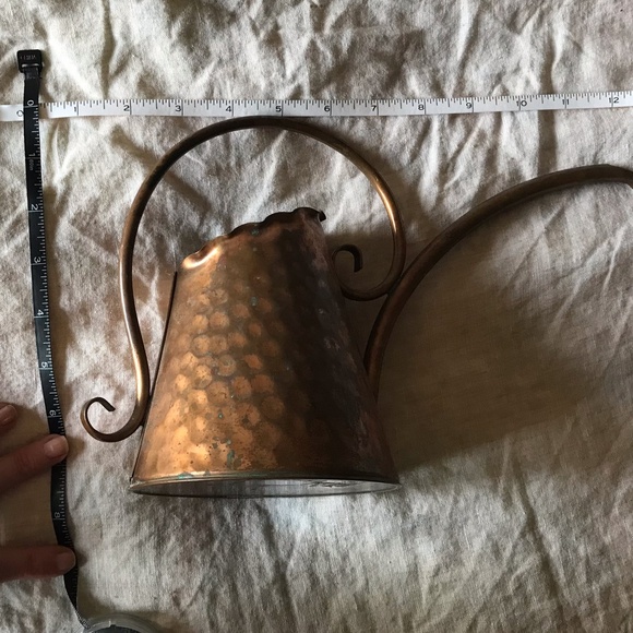 Adorable Made in USA Hammered Copper Ruffled Edge Watering Can for Decor Use - Picture 5 of 6